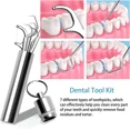 thumbnail image 3 of Juego de 7 palillos de dientes portátiles de acero inoxidable, kit de limpieza de palillos de dientes de metal reutilizable con soporte para picnic al aire libre, camping, viajes, 3 of 5