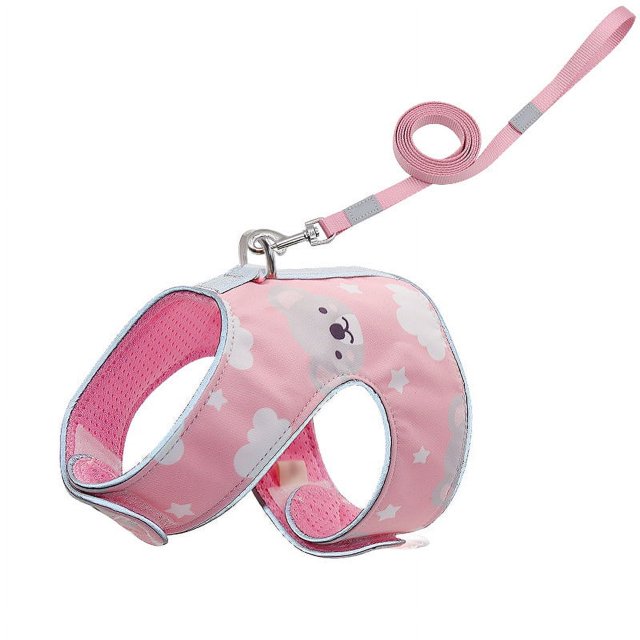 Correa para mascotas, arnés de pecho para gato estilo chaleco cómodo antigolpes, chaleco para mascotas de malla suave reflectante ajustable (rosa S) Rojo Verde RV1016-0124094FYD