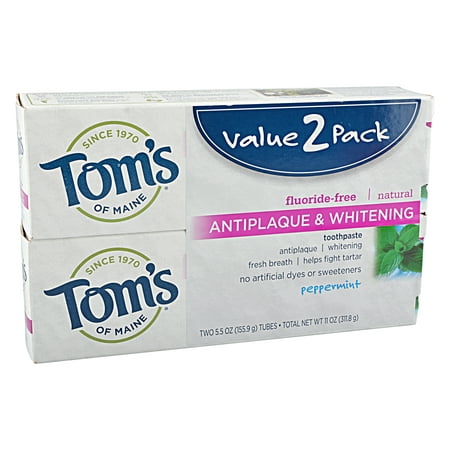 Tom's of Maine Natural Toothpaste Peppermint Antiplaque & Whitening, 2 (Best Doctors In Maine)
