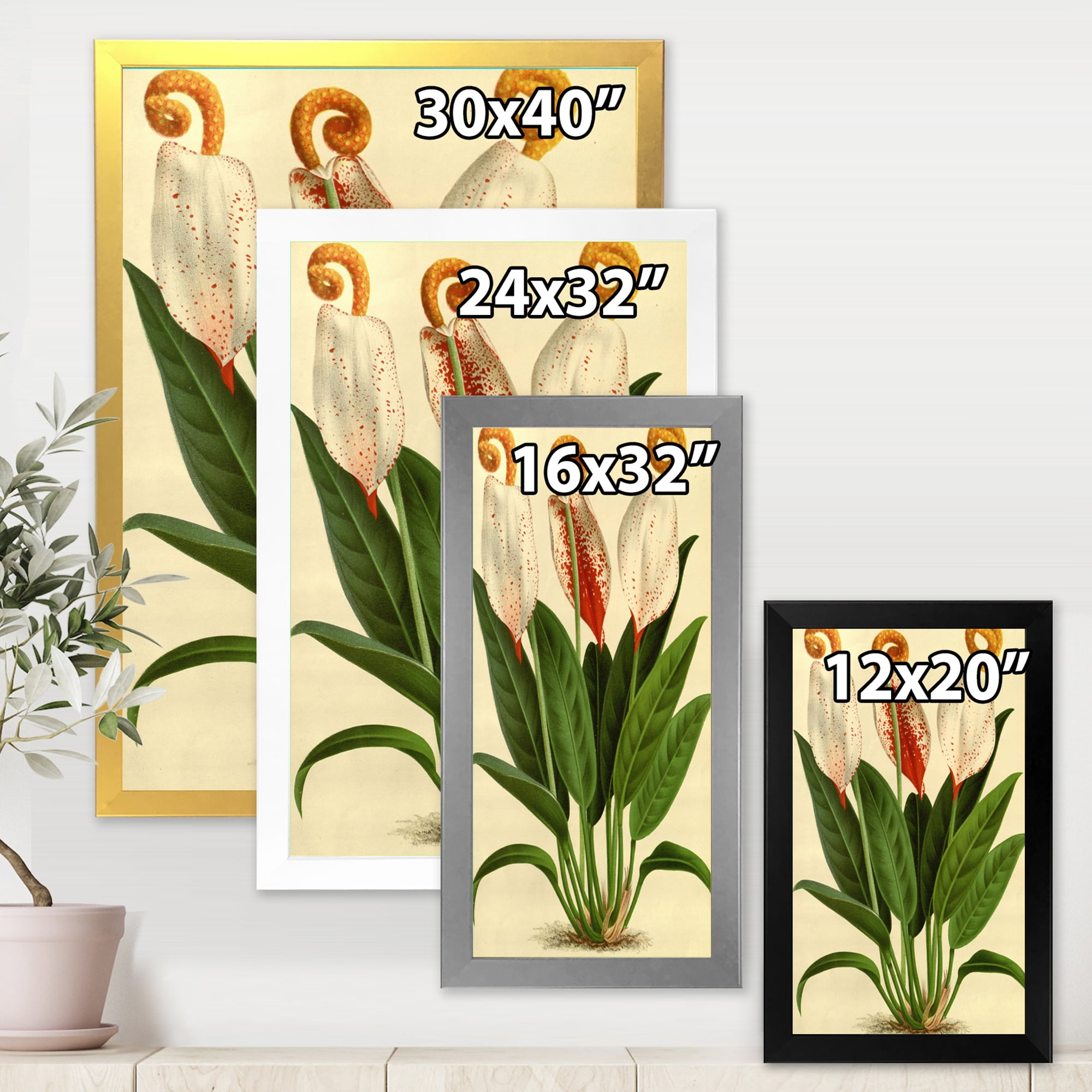 Designart 'Retro Wildflowers' Farmhouse Framed Art Print