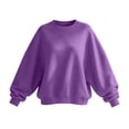 thumbnail image 4 of Luvrsol Crewneck Sweatshirts Women Oversized Long Sleeve Drop Shoulder Pullover Casual Loose Solid Tops, Purple S-2XL, 4 of 6