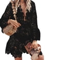 thumbnail image 1 of Women Bikini Cover Up Solid Color Hip Length Long Sleeve Loose Bikini Dress, 1 of 4
