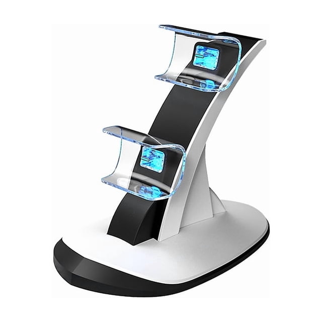Wireless Dual Charging Station for PS5 Controllers - Plane-Travel Safe Charger with Blue LED Indicators, Fast Charging, Anti-Slip Base | PS5 Accessories