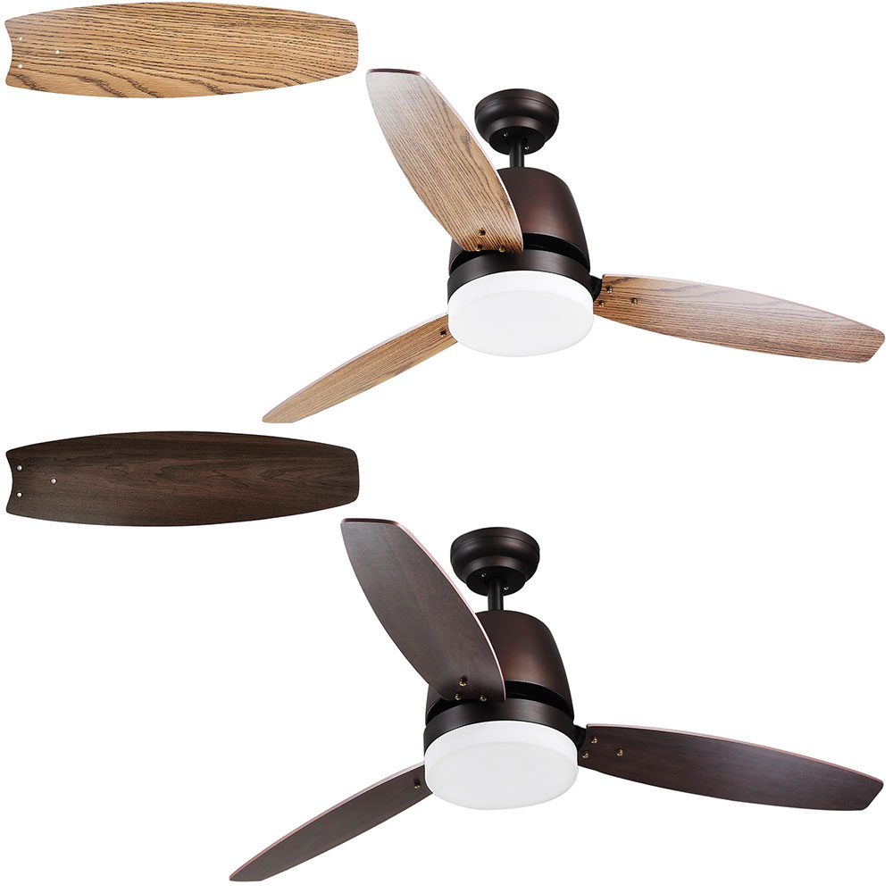 52 Bronze Ceiling Fan With Led Light And Remote Control 3 Blades