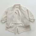 thumbnail image 2 of DHFJKG Outfit Boys Girls Summer Outfits 2 Piece Set UPF Sun Zip Long Sleeve Stand Collar Jacket With Shorts Toddler Kids Casual Wear Lightweight Breathable For 1-8 Years Solid Color Soft Suit, 2 of 6
