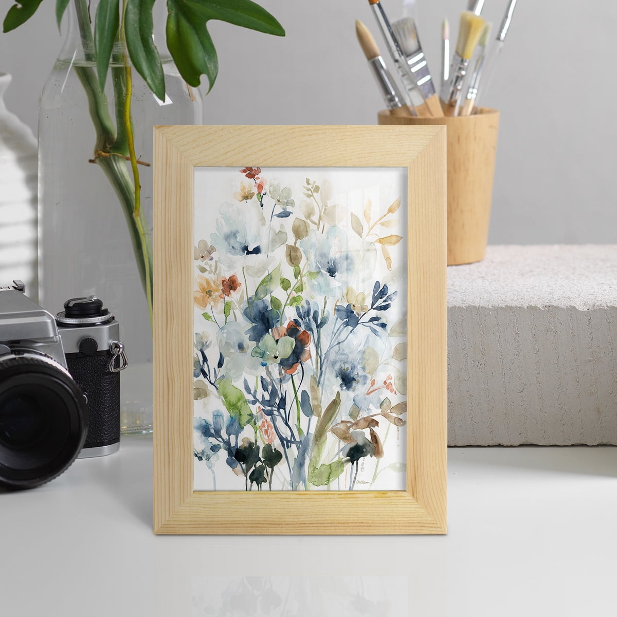 Holland Spring Mix -Framed Print w/glass-Natural Wood