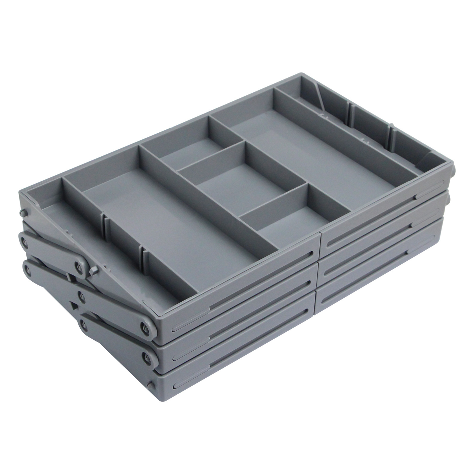 Foldable Jewelry Storage Box Multi Compartments 2/3 Tiers with Adjustable Dividers Tool Stationery Storage Organizer Tray Office Office Supplies Crafts Storage Case
