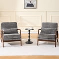 thumbnail image 2 of CQSXDA Single Upholstered Accent Chair  with Curved Wood Armrests  and Lumbar Cushion  for Living Room or Bedroom, Antique Dark Grey, 2 of 15