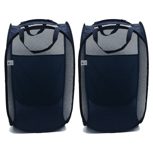 Cesta de lavandería plegable Cesta de lavandería de malla emergente plegable Bolsa de basura Organizador de juguetes Bolsa de almacenamiento Cesta de lavandería independiente con asa extendida Adepaton CPB-US-WZY97-2