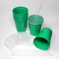 thumbnail image 4 of Rolling Sands 16oz Reusable Plastic Cups with Lids, 6 Pack, USA Made; BPA Free Green Tumblers, Includes 6 Reusable Straws; Dishwasher Safe, 4 of 9