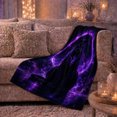 thumbnail image 6 of Black Panther in Purple Energy Ring, Mystical Fantasy Style for Wildlife Lovers, Neon Jungle Spirit Scene and Birthday Gift, Cozy Flannel Blanket for Bedroom and Game Room, Home Decor, 6 of 8
