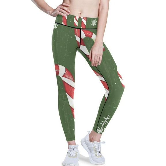 Ckdifva Christmas Candy Cane Yoga Pants with Pockets for Women Workout Athletic Yoga Leggings