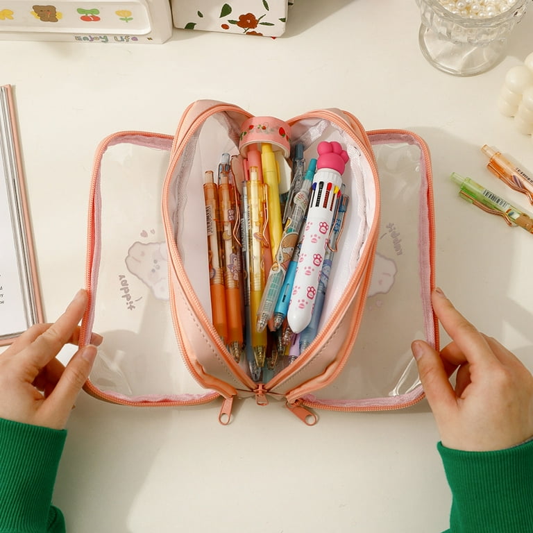 Transparent Pencil Case Pen Bag Simple Ins Design PVC Multi Layer