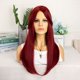 thumbnail image 2 of Nueva Peluca para Mujer de Fibra Química a la Moda, Figura de Flequillo Rojo Vino, Cabello Largo y Liso, 2 of 10