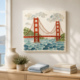 thumbnail image 3 of Sea Glass Craft Kit, Golden Gate Bridge San Francisco Mosaic Art Project with Glue and Colorful Glass Stones, for Adults, 3 of 4