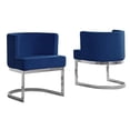 thumbnail image 1 of Velvet Navy Blue Accent Chair with Silver Chrome Base - 1 Chair, 1 of 4
