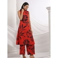 thumbnail image 4 of Red & Black Bold Floral Beaded Ethnic Kurta Pant Set, 4 of 5