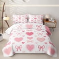 thumbnail image 2 of spefrowx Cute Cartoon Bow Twin Quilt Set for Girls Boys, Pink Love Heart Print Twin Coverlet Set, 2pcs, 2 of 7