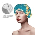 thumbnail image 4 of Balery World Map With Landmarks Shower Caps, Double Layer Waterproof Shower Cap, Double Layers Reusable Shower Cap With Soft Comfortable For Long Thick Hair Soft Bath Shower Hair Caps, 4 of 9