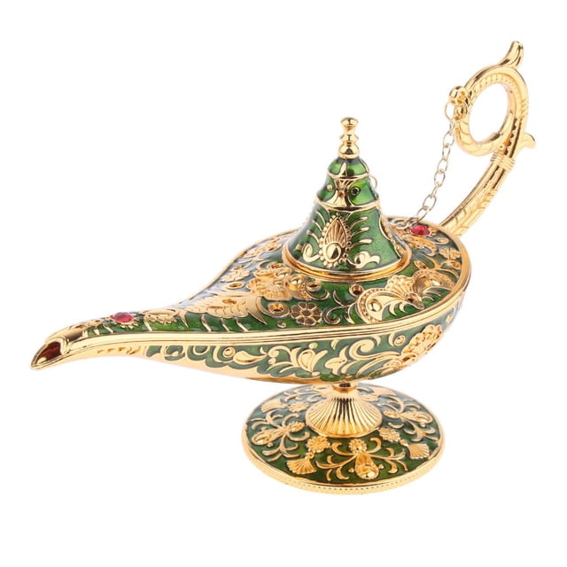 Decoración de La Lámpara de Aladdin Decoración de La Lámpara de Aceite Decoración de La Lámpara de Aceite Retro Verde Macarena Aladdin Genie Lamp