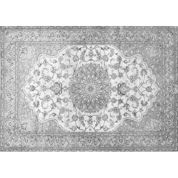 Ahgly Company Indoor Rectangle Medallion Gray Traditional Area Rugs, 7' x 9'