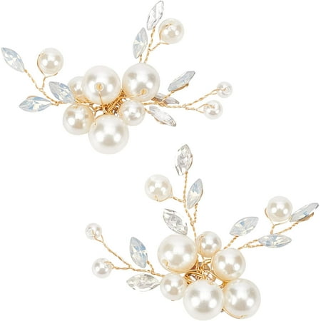 2Pcs Crystal Simulated Pearl Shoe Clips (53x57mm White) DIY Bridal Floral Shoe Buckle Rhinestone Metal Shoe Decoration Accessories for Wedding Party Purse Belt Hardware DIY Craft