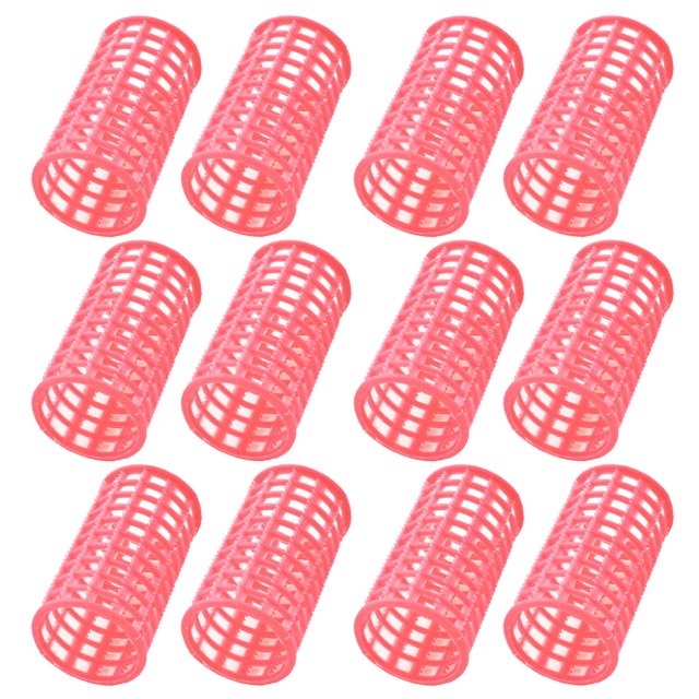 Women Plastic DIY Hairdressing Hairstyle Roller Curlers Clips Pink 12pcs