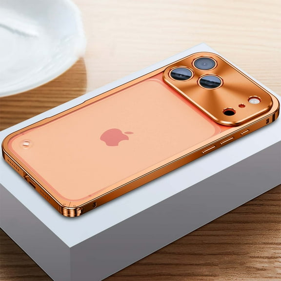 for iPhone 17 Pro Case Matte Translucent , Metal Camera Protection Frame, Anti-Fingerprint Frosted Hard Plastic & Metal Bumper, Slim Thin Smooth Shockproof Anti-fall Phone Cover,Orange