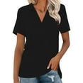 thumbnail image 2 of TODOZO Women's Polo Shirts Short Sleeve V Neck Summer Tops Business Casual Collared Shirts Loose Tees Summer Collared V Neck Golf Polo Shirts for Work Tennis Workout Business Dressy Blouses, 2 of 6