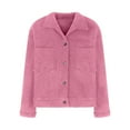 thumbnail image 5 of GigrtiJin Womens Plus Size Fleece Warm Coats Casual Collar Button down Long Sleeves Solid Color Jackets with Pockets, 5 of 6
