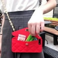 thumbnail image 5 of Wallet Case Compatible with iPhone 12 Mini, Purse Flip Card Holder Soft Silicone Case Cover with Handstrap & Long Pearl Crossbody Chain (Red, iPhone 12 Mini), 5 of 15