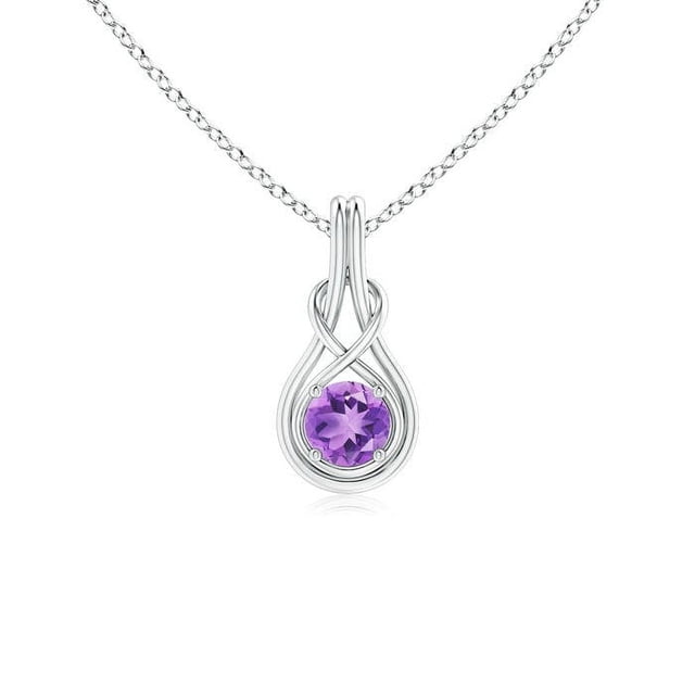 Angara Collier en Améthyste Naturelle - Pendentif Solitaire Rond en Améthyste avec Nœud Infini en Platine pour Femmes
