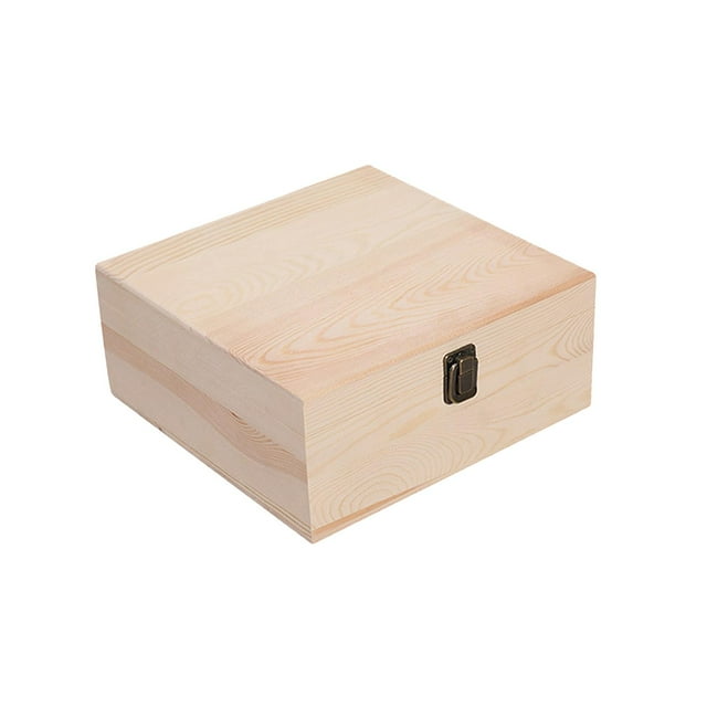 Contenedor de Caja de Almacenamiento de Madera de Estilo Vintage con Tapa con Bisagras Y Cierre Frontal, Caja de Recuerdos, Cajas de Madera Rústicas P madera 23x23x10cm Macarena Vitrina de joyería