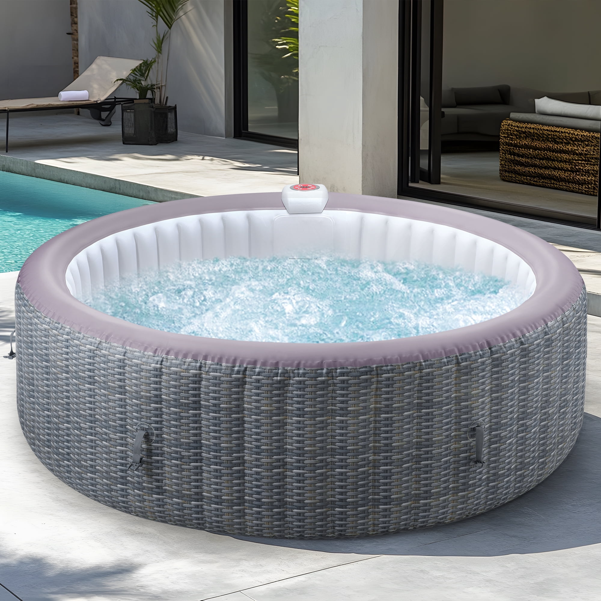 Portable Inflatable Hot Tub with Built-in Heating System - 264 Gallon Capacity, Massage Jet Home Hot Tub for Teens and Adults, Rattan Pattern