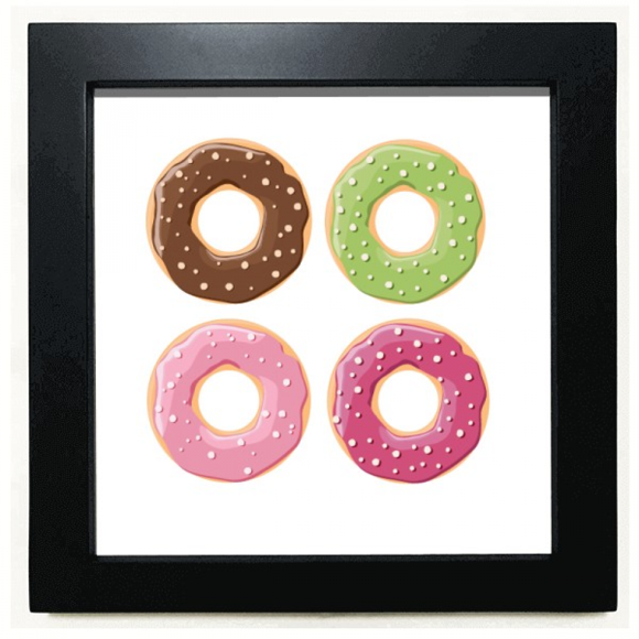 Four Group Dessert Pattern Black Square Frame Picture Wall Tabletop