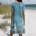thumbnail image 5 of YMNXA Womens Summer Dress Short Sleeve Round Neck Floral Print Comfortable Stylish Loose Fit Dresses For Everyday Wear And Party,Green,L, 5 of 5