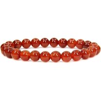 Angelstones Natural Red Blossom Agate 8mm Round Beads Stretch Bracelet 7" Unisex