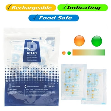 5 Gram [60 Packs] Food Grade Silica Gel Packs Rechargeable Desiccant