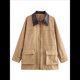 thumbnail image 3 of Chaqueta de Ante Sintético para Mujer, Estilo Granate, Informal, con Cintura Ajustable y Bolsillos Caqui L, 3 of 10