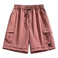 thumbnail image 2 of Only Moment Women's Drawstring Sweat Shorts Chemical Fiber Blends Soft High Waist Shorts for Home,Summer with Pockets, Travel and Beach Vacation Biker Shorts Wowomen Red,L, 2 of 9