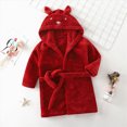 thumbnail image 2 of NOLDARES Kids Toddler Cartoon Hooded Plush Robe Animal Pajamas Fleece Bathrobe Children Sleepwear(H303-Wine), 2 of 9