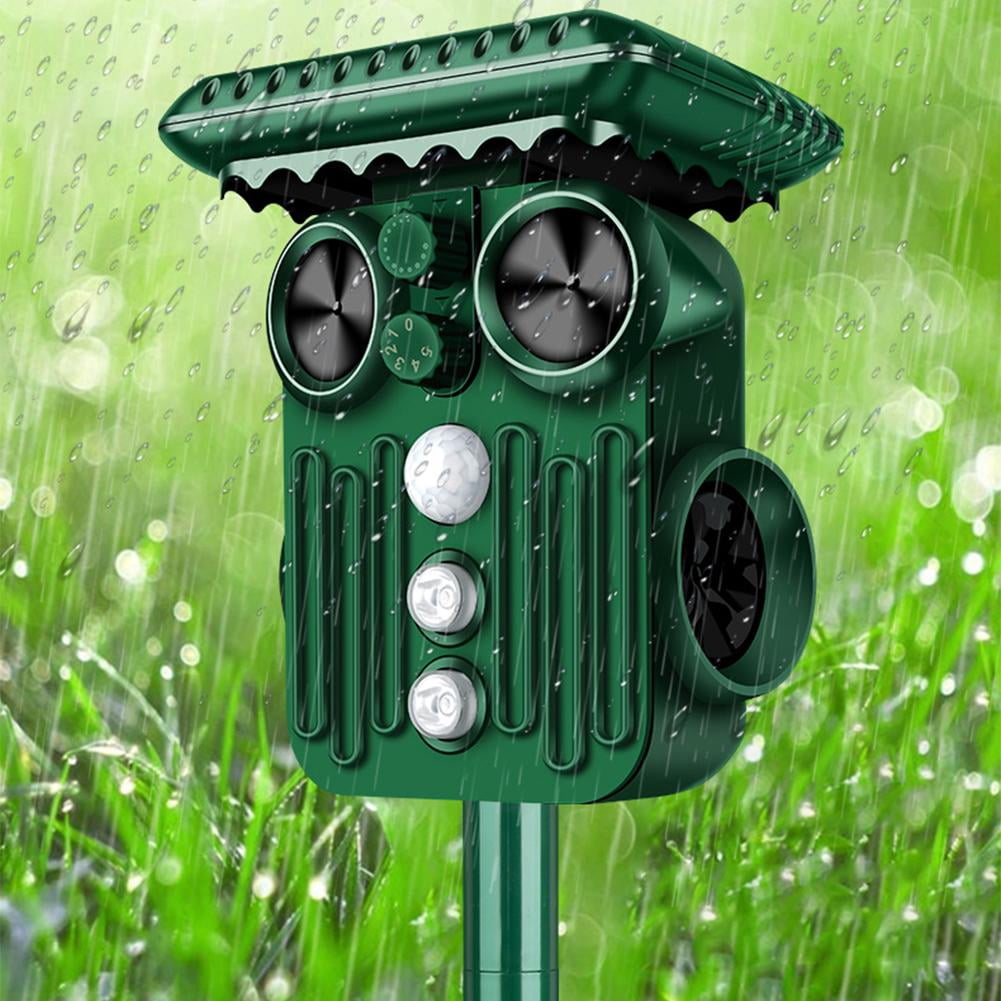 Ultrasonic Animal Repeller Outdoor, Repellent & Deterrent with PIR Sensor & Flashing Light,Solar Powered Deer Repellent Device for Squirrels,Raccoons,Skunks,Rabbits