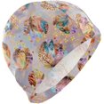 thumbnail image 1 of FYBTO Swimming Cap Watercolor Feathers Flowers Colorful Unisex Adult FYBTO Polyester, 1 of 4