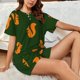 thumbnail image 4 of Fotbe Bold Squirrel Silhouettes Conjunto de Pijama Estampado para Mujer, 2 Piezas, Ropa de Dormir con Camiseta de Manga Corta y Shorts Suaves-Medium, 4 of 6