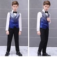 thumbnail image 2 of DHFJKG Carnival Boys 4PCS Performance Suit Set Sparkly Gradient Sequins Vest With Long Sleeve Button Up Collared Shirts Bow-Tie Dress Pants Party Show Comfortable Outfit, 2 of 7