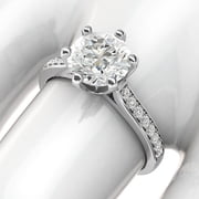 Sterling Silver 2 Carats Classic 6-Prong Simulated Diamond Engagement Ring with Side Stones Promise Bridal Ring (7)