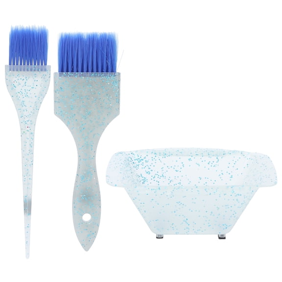 3-Piece Home Salon Hair Dye Kit with Tint Brush and Mixing Bowl, Blue Accessory Set for Easy Hair Coloring