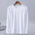 thumbnail image 6 of SeCaotees Contrast Trim Crew Neck Long Sleeve Tops for Men Soft Breathable Knit Fabric Loose Fit Daily Casual Pullover Shirts White,XXXXL, 6 of 6
