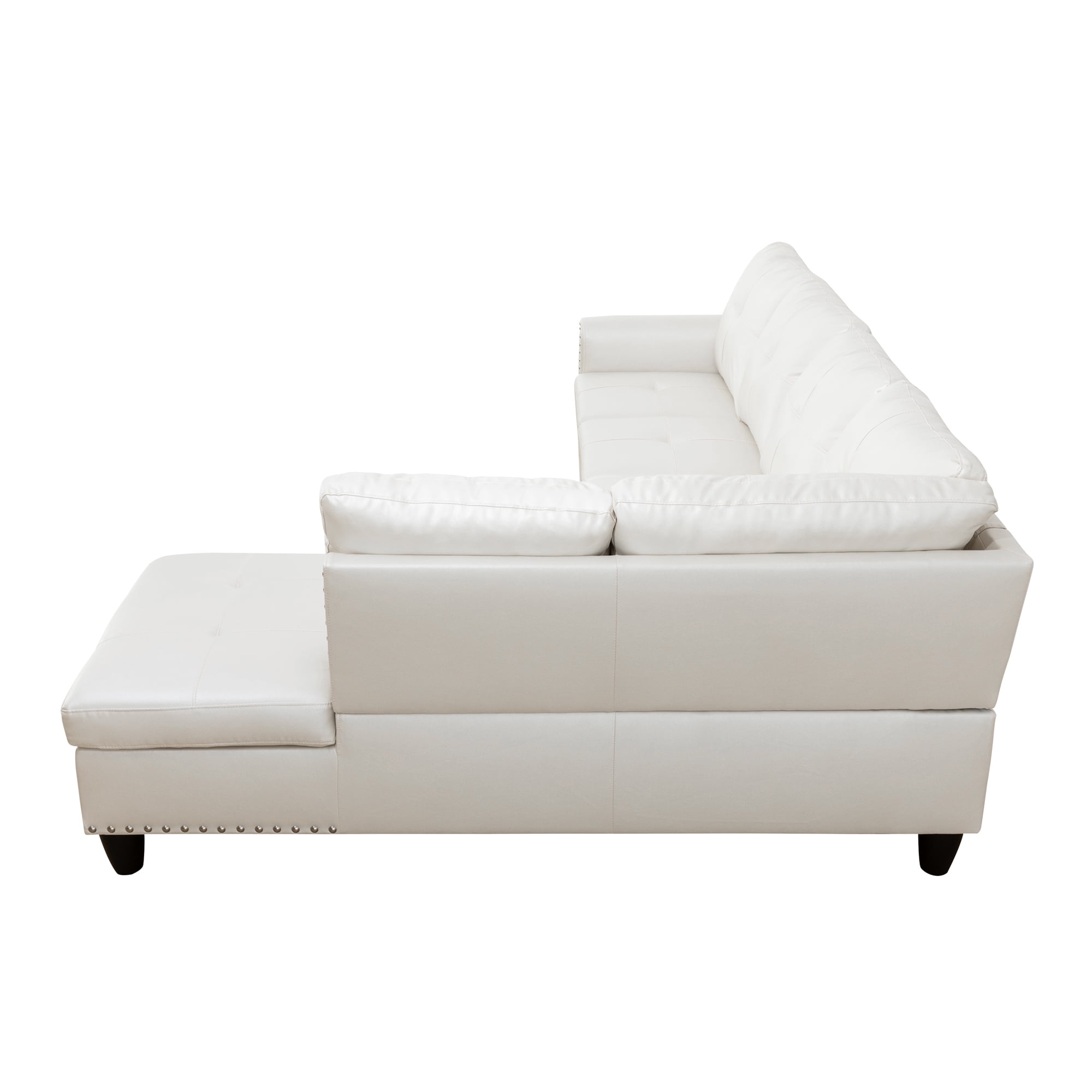 MAYEERTY 97.5" Faux Leather Sectional Sofa, 2-Piece Modular Couch Living Room Sofa Set without Ottoman, White (Right)