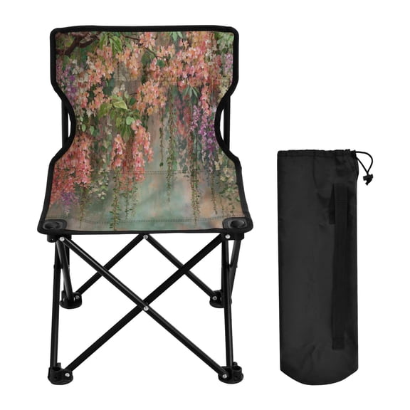 600D Oxford Camping Chair Portable Foldable Chair Supports 220 lbs for Picnic, Fishing, Backpacking Enchanted Flowers Painting